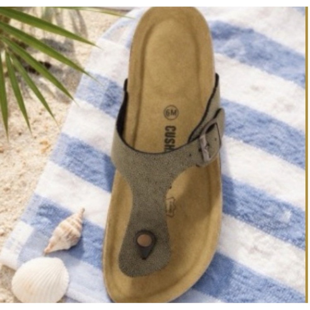 CUSHIONAIRE Women's 9.5 Cork Footbed Sandal With +Comfort, Vintage Brown [A6]